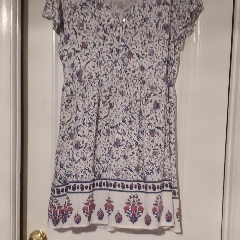 White and Navy blue Dress